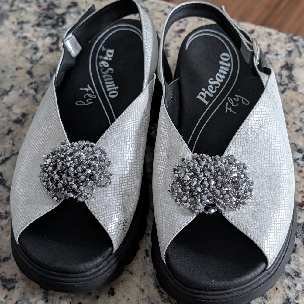 PIE SANTO Women's Sparkling Silver Sandals